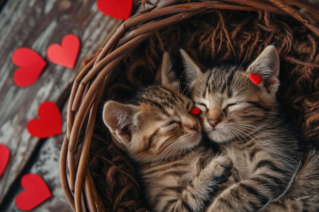 Photo cute cat couple love valentines day pragma