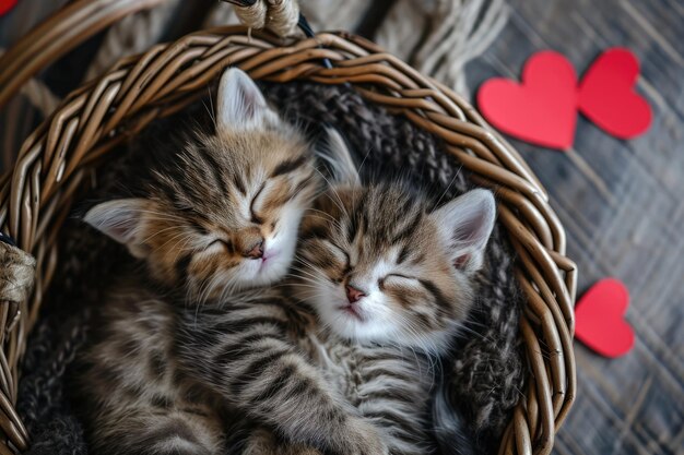 Photo cute cat couple love valentines day pragma