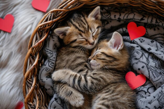 Photo cute cat couple love valentines day pragma