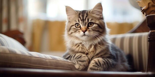 Cute cat in a cozy home