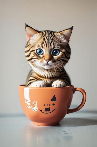 cute cat in a cup