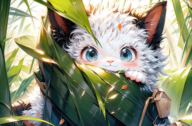 Cute cat cute little cats cute kitten sitting in flower field anime cat cute anime cat kitty c