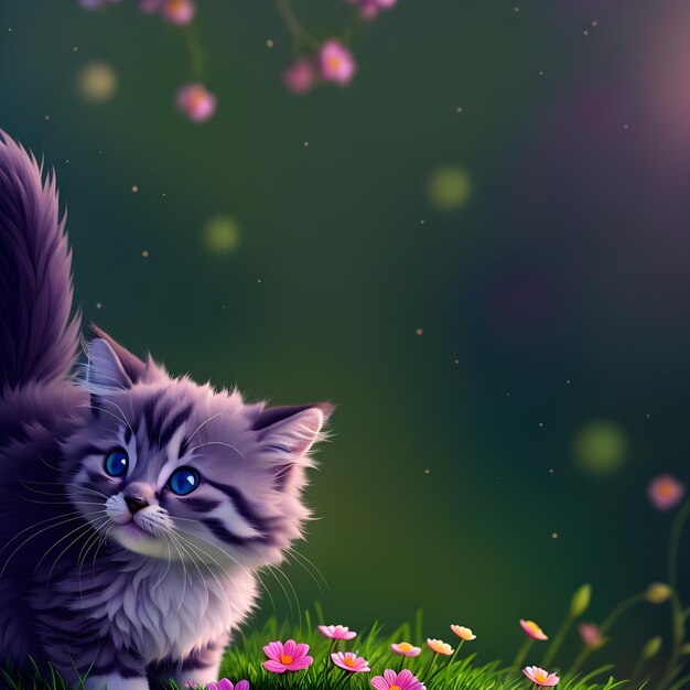 Premium AI Image Cute Cat Design In Flowers premium-ai-image-cute-cat-design-in-flowers