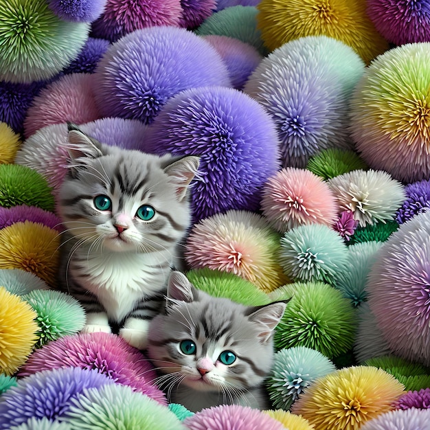 cute cat design in flowers