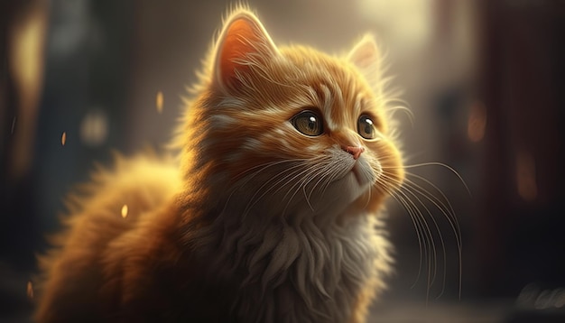 Cute cat digital art illustration