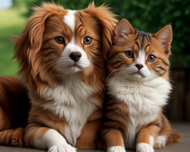 Cute cat and dog moment