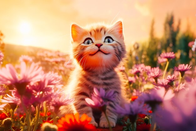 A cute cat in the field