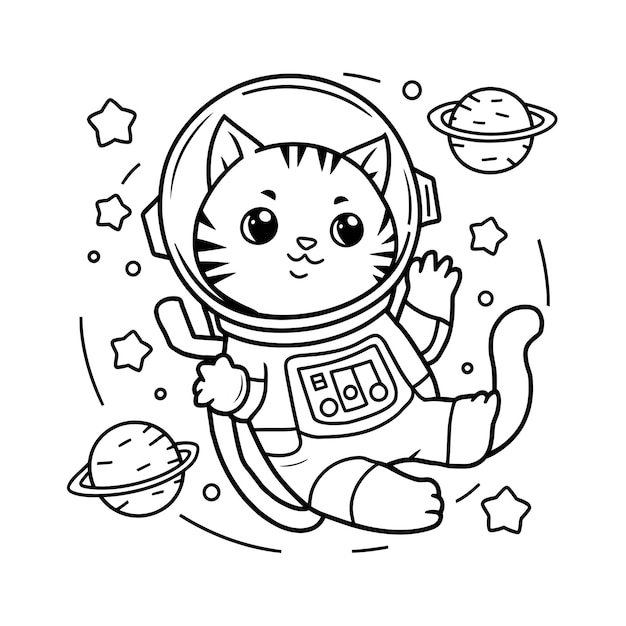 a cute cat floating in space wearing an astronaut helmet and a spacesuit the cat is surrounded by