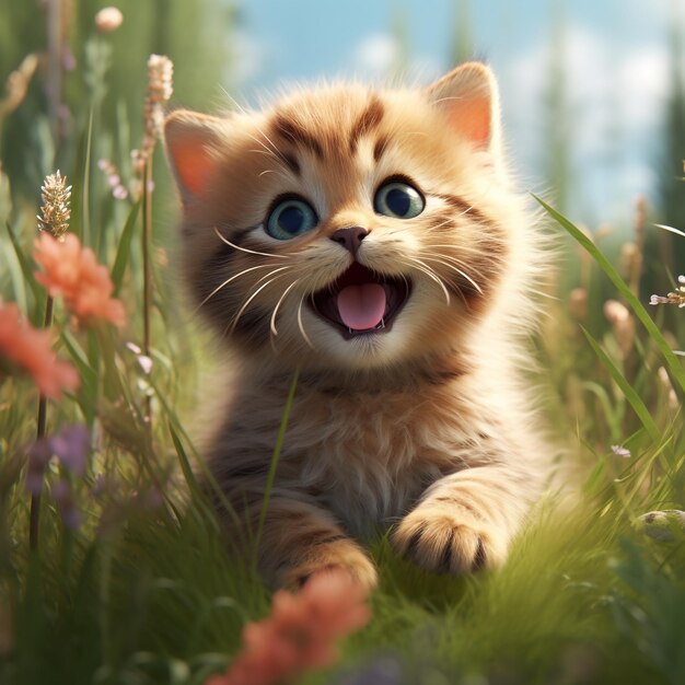 Photo cute cat happy cat