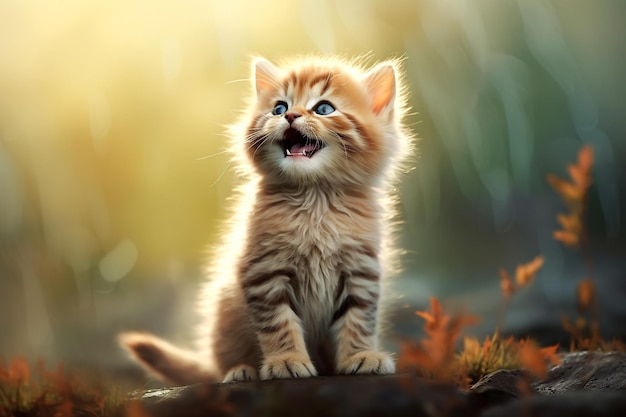 Photo cute cat happy cat