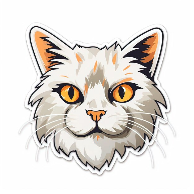 Cute Cat Head Cartoon Sticker AI Generated