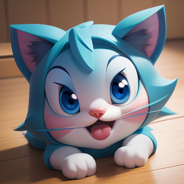 かわいい猫の頭の肖像画漫画アニメーション 3D イラスト壁紙かわいい猫の画像