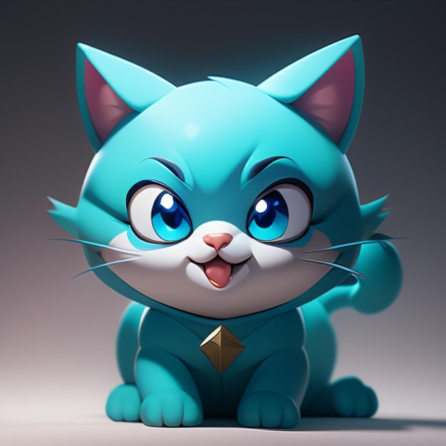 かわいい猫の頭の肖像画漫画アニメーション 3D イラスト壁紙かわいい猫の画像