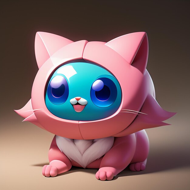 かわいい猫の頭の肖像画 アニメーション 3D イラスト 壁紙 可愛い猫の画像