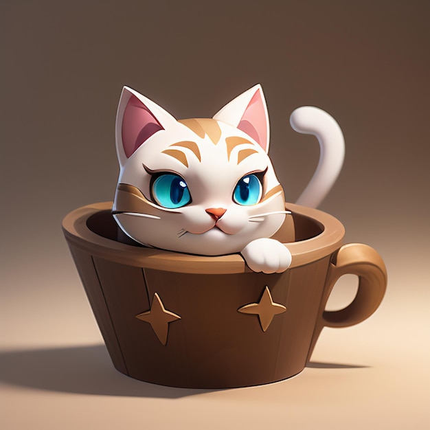 Cute cat head portrait cartoon animation 3D illustration wallpaper cute cat image