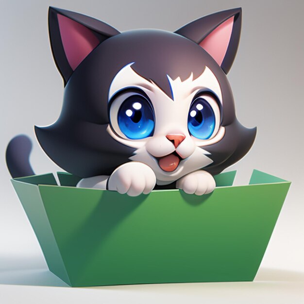 Cute cat head portrait cartoon animation 3d illustration wallpaper cute cat image