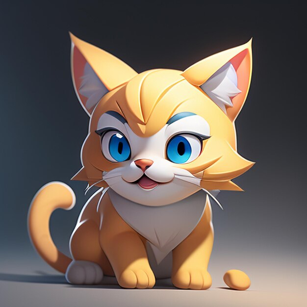 Cute cat head portrait cartoon animation 3d illustration wallpaper cute cat image