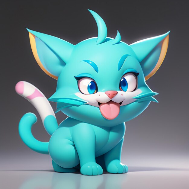 かわいい猫の頭の肖像画 アニメーション 3D イラスト 壁紙 可愛い猫の画像