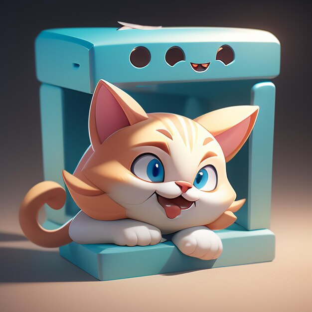 Cute cat head portrait cartoon animation 3d illustration wallpaper cute cat image