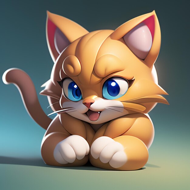 Cute cat head portrait cartoon animation 3d illustration wallpaper cute cat image