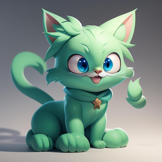 かわいい猫の頭の肖像画 アニメーション 3D イラスト 壁紙 可愛い猫の画像