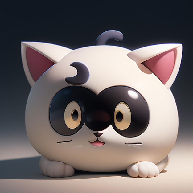 かわいい猫の頭の肖像画 アニメーション 3D イラスト 壁紙 可愛い猫の画像