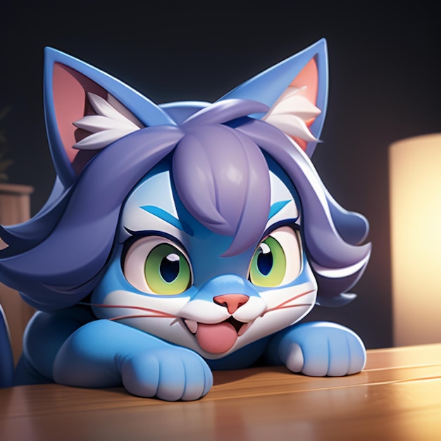 Cute cat head portrait cartoon animation 3D illustration wallpaper cute cat image