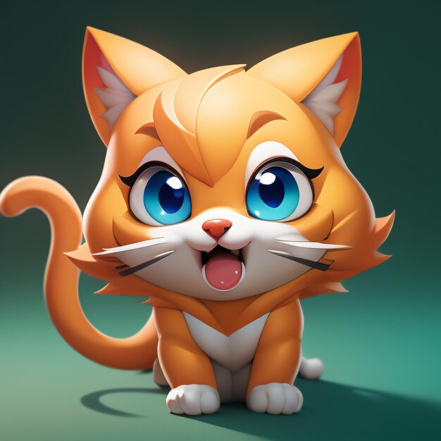 Cute cat head portrait cartoon animation 3d illustration wallpaper cute cat image