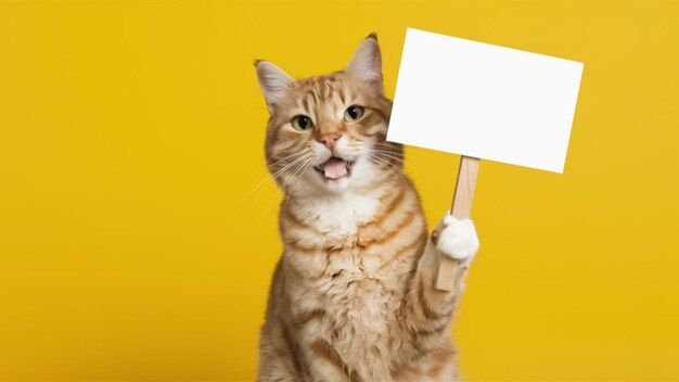 cute cat holding a sign board for social media post use