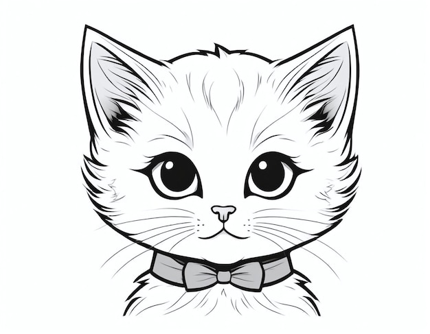 Photo cute cat illustration black and white