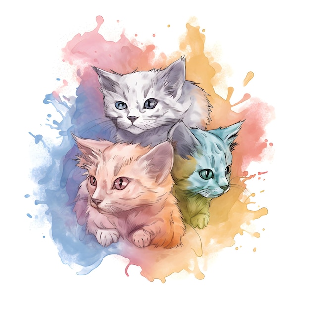 A Cute Cat illustration with abstract background