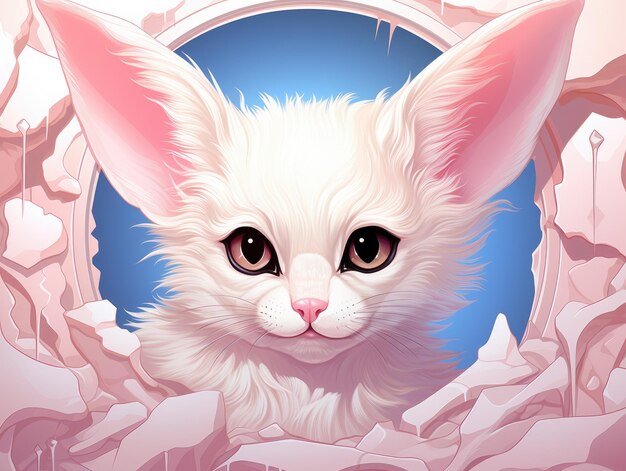 Cute cat ilustration HD 8K wallpaper Stock Photographic Image