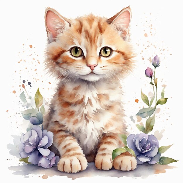 Photo cute cat image on white background