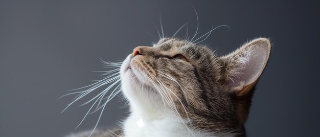 Cute cat isolated on gray background