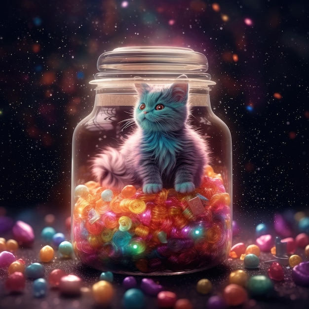 cute cat in jar