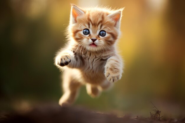 Photo cute cat jumping happy cat