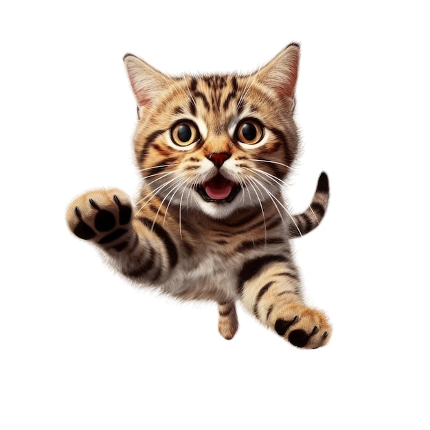 Cute cat jumping Transparent isolated background AI