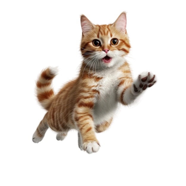 Cute cat jumping Transparent isolated background AI