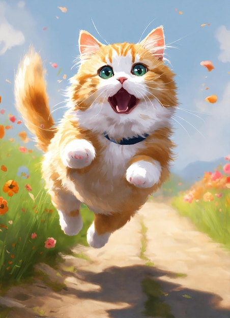 Photo cute cat jumping