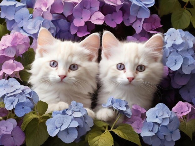 Cute cat and kitten