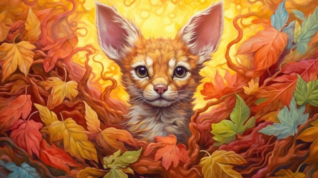 Cute cat painting art HD 8K wallpaper background Stock Photographic Image