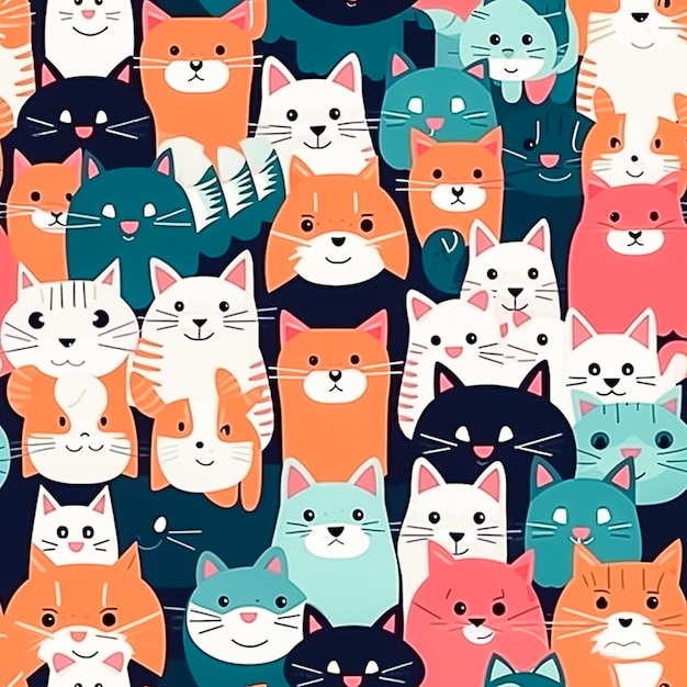 Cute Cat Pattern Ai Generated