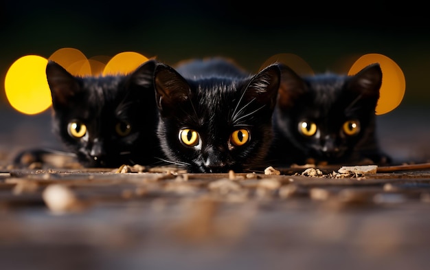 Photo cute cat peeks out from under the table