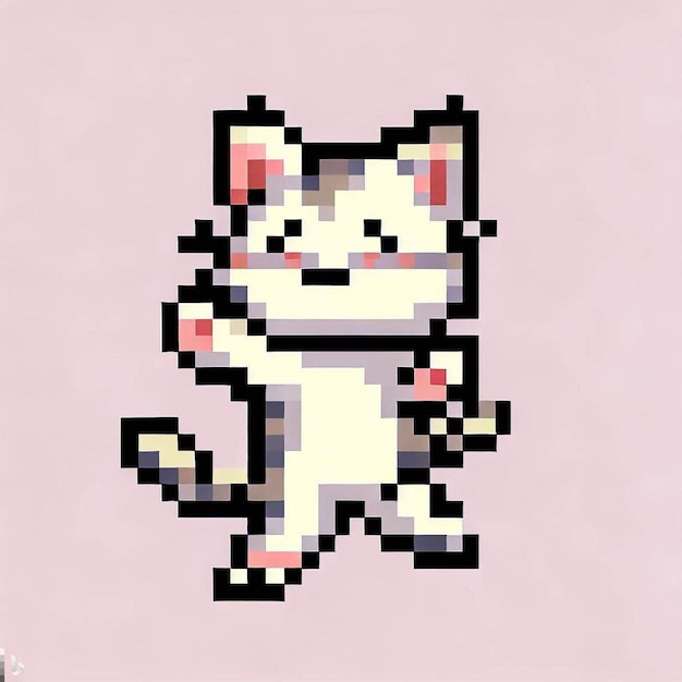 Photo cute cat pixel art