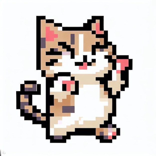 Premium AI Image  cute cat pixel art