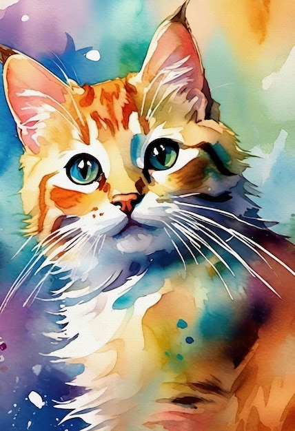 Cute Cat Portrait Painting