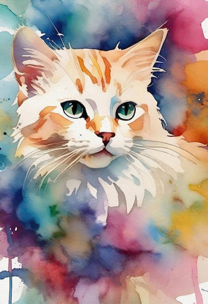 Cute Cat Portrait Painting