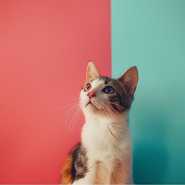 cute cat posing for photo on colorful background