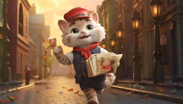 Cute Cat Postman Background