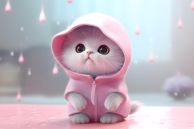 Cute cat in rain